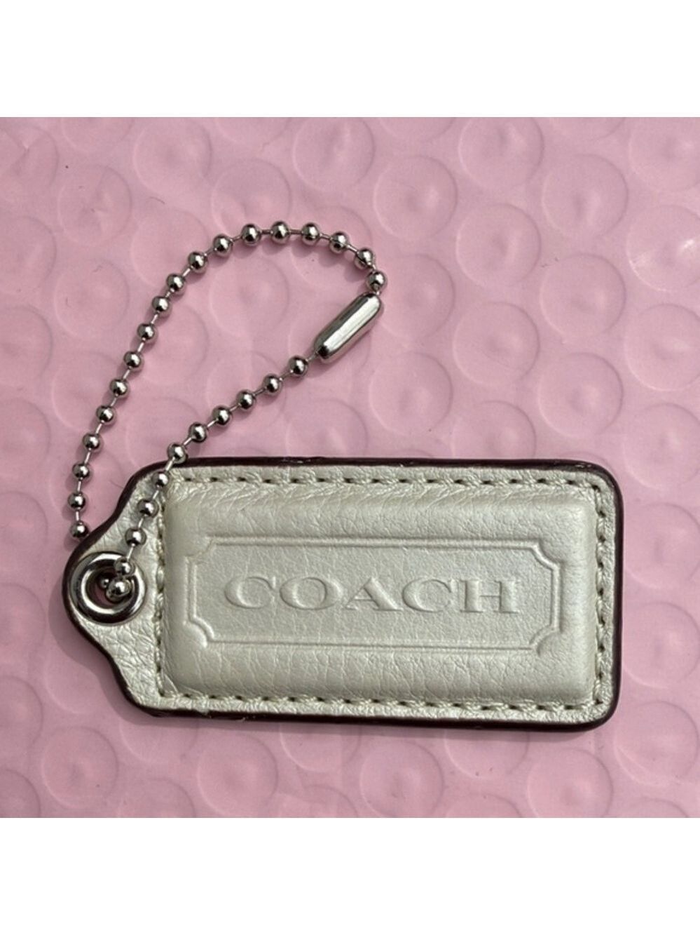 Coach White Pearls Hangtag Coach Keychain Coach bag accessories